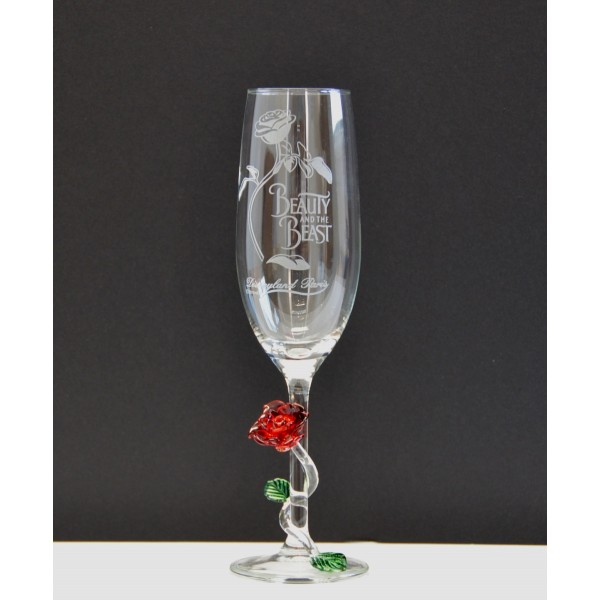 Beauty and the Beast Champagne Glass with Rose