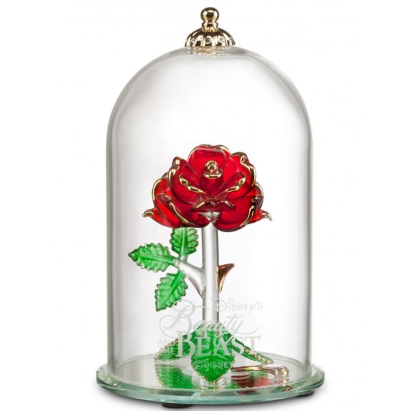 Beauty and the Beast Glass Dome Rose Ornament, Arribas Glass Collection (Medium)