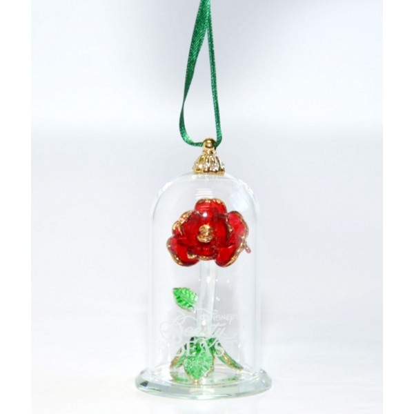 Beauty and the Beast Glass Dome Christmas Ornament, Arribas Glass Collection
