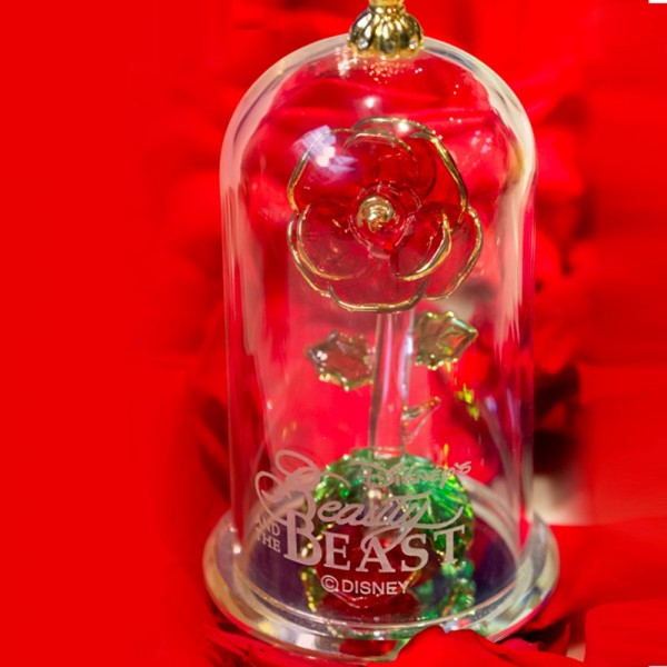 Beauty And The Beast Glass Dome Rose Ornament Arribas Glass Collection Small