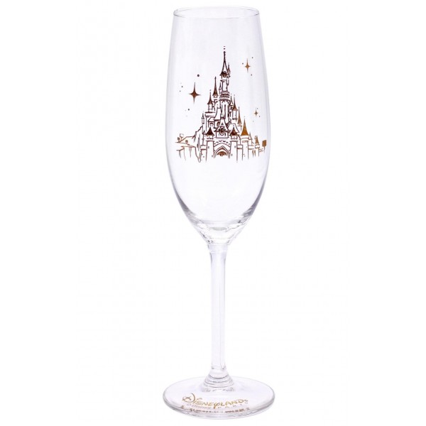 Champagne Glass Disneyland Paris Château in golden pattern, Arribas