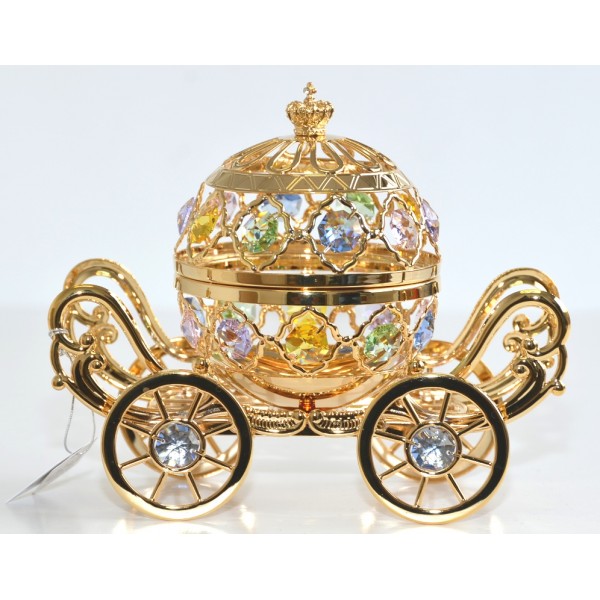 Cinderella Coach Arribas Swarovski 24k Gold Plated, Disneyland Paris Original