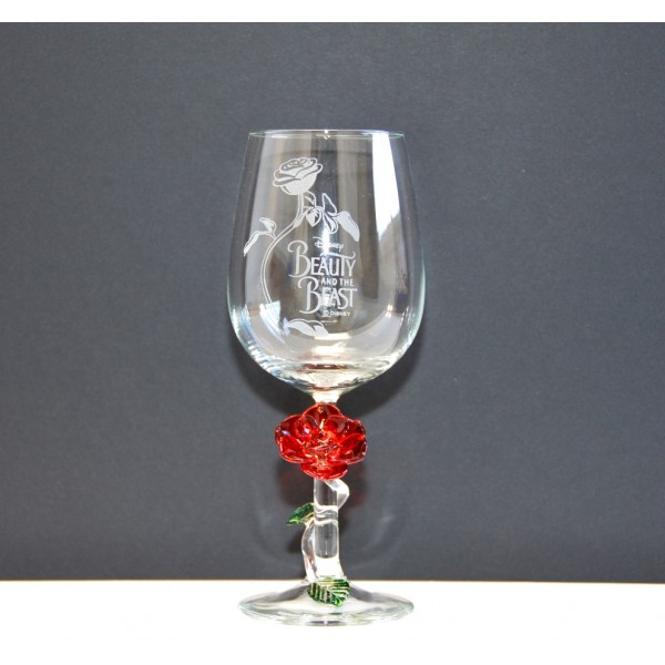 Beauty and the Beast Wine Glass with Rose, Arribas Glass Collection