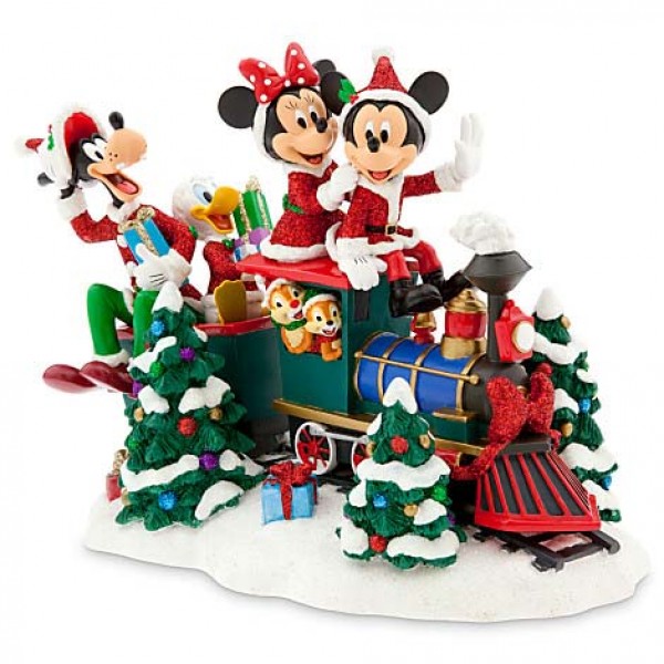 Santa Mickey Mouse & Friends on Train Figurine